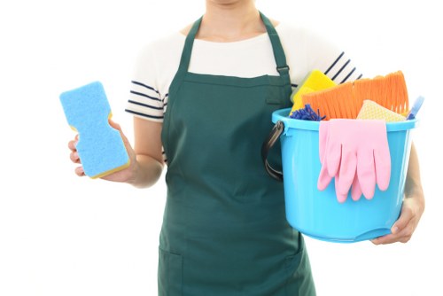 Professional house cleaning in a bright living room