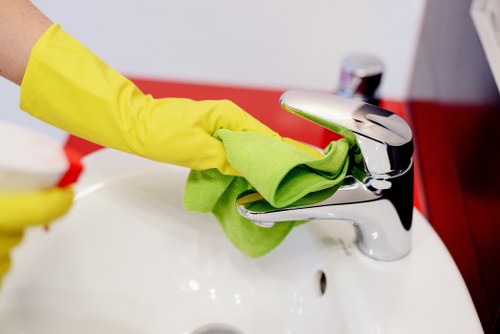 Low-moisture carpet cleaning in an office space