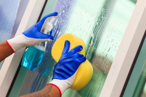 Professional upholstery cleaning in a modern living room with a clean sofa