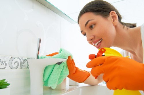 Professional office cleaning in a modern reception area