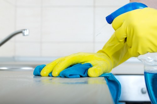 Daily office cleaning in a meeting room environment