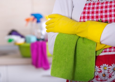 Professional cleaner sanitizing a bathroom during Airbnb cleaning